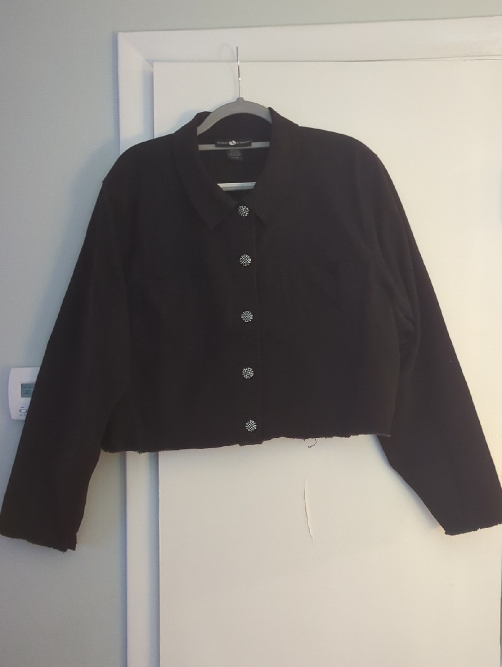 Ashley Stewart Black Cropped Buttoned Jacket